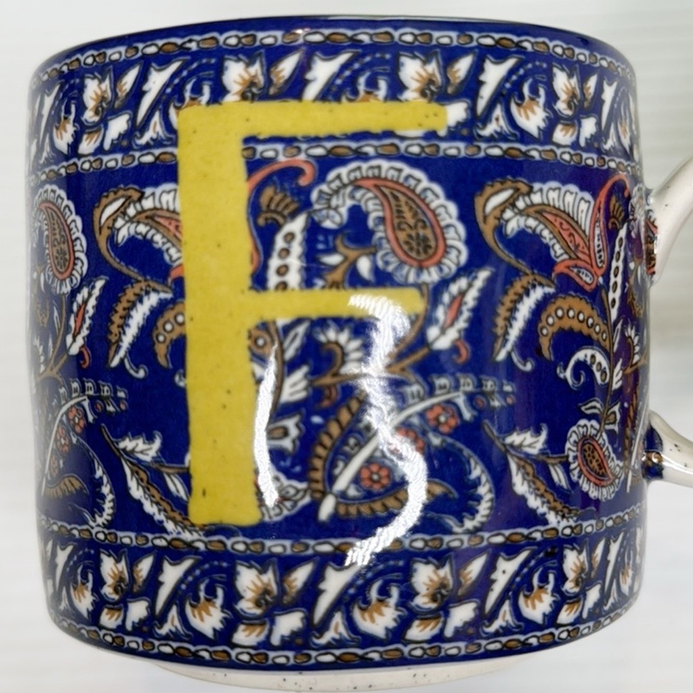 Anthropologie Blockprint - Blue and Yellow Paisley Mug - Picture 2 of 8